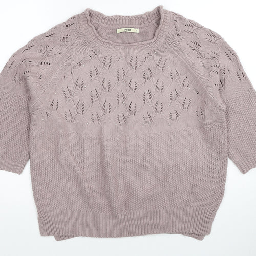 Oasis Womens Pink Scoop Neck Acrylic Pullover Jumper Size M