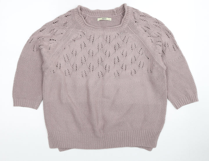 Oasis Womens Pink Scoop Neck Acrylic Pullover Jumper Size M