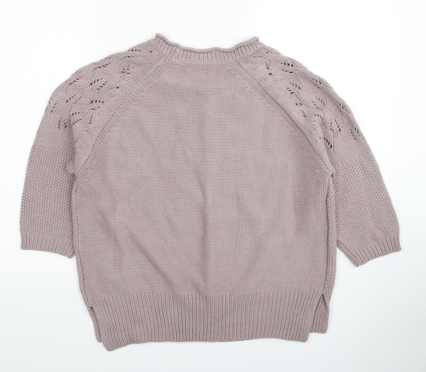 Oasis Womens Pink Scoop Neck Acrylic Pullover Jumper Size M