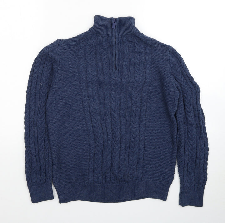 NEXT Girls Blue High Neck Cotton Pullover Jumper Size 11 Years Pullover
