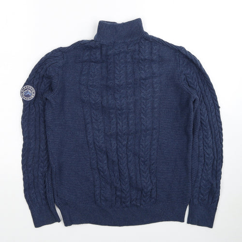 NEXT Girls Blue High Neck Cotton Pullover Jumper Size 11 Years Pullover