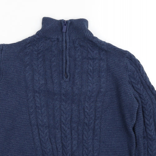 NEXT Girls Blue High Neck Cotton Pullover Jumper Size 11 Years Pullover