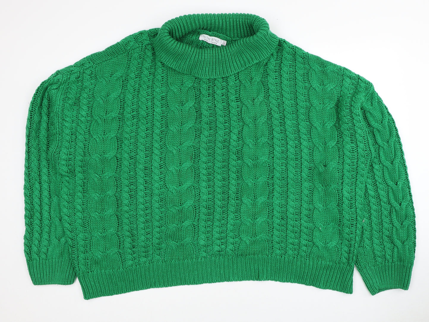 In the Style Womens Green Roll Neck Acrylic Pullover Jumper Size 22
