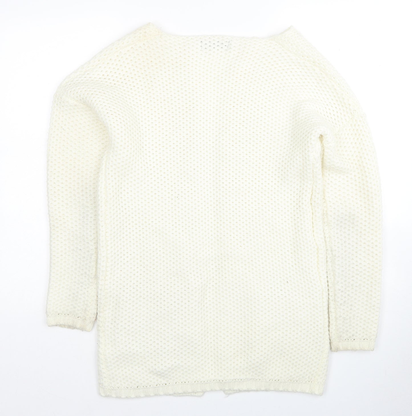 Fashion Union Womens White Boat Neck Acrylic Cardigan Jumper Size S