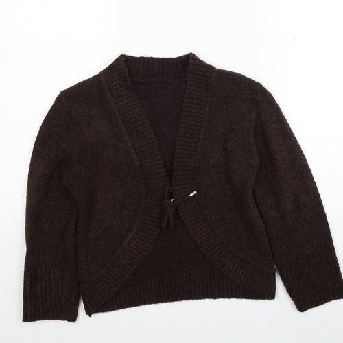 Preworn Womens Brown V-Neck Acrylic Cardigan Jumper Size M