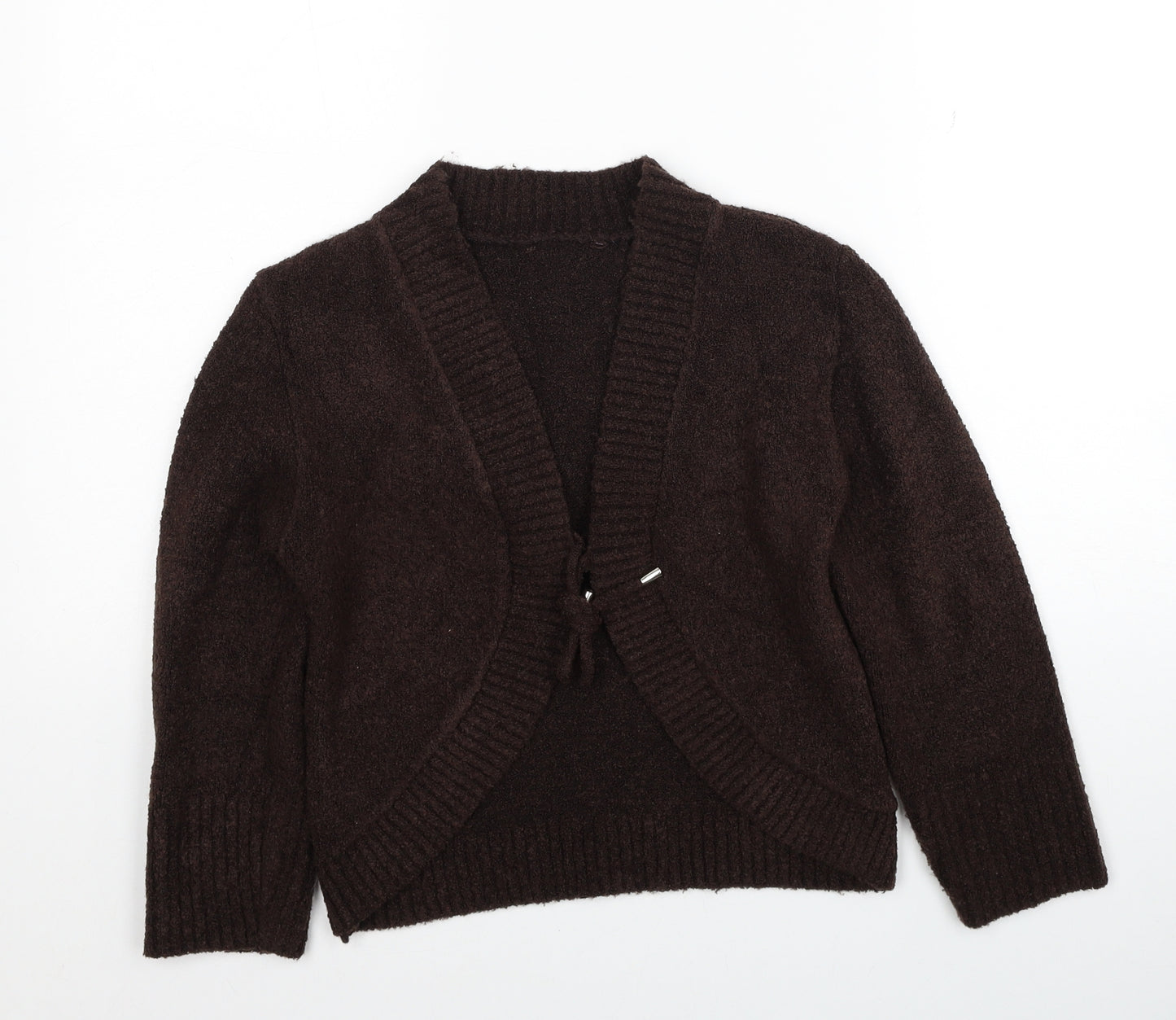 Preworn Womens Brown V-Neck Acrylic Cardigan Jumper Size M
