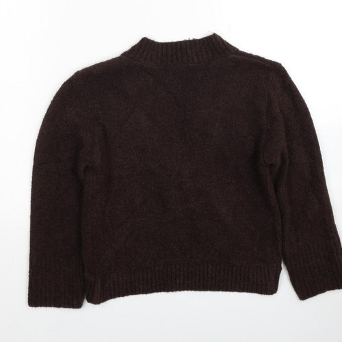 Preworn Womens Brown V-Neck Acrylic Cardigan Jumper Size M