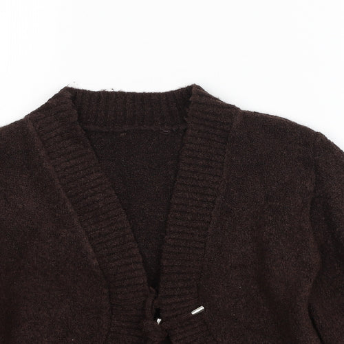 Preworn Womens Brown V-Neck Acrylic Cardigan Jumper Size M