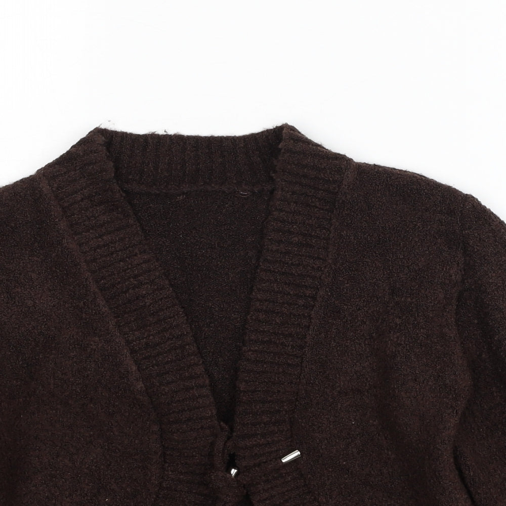 Preworn Womens Brown V-Neck Acrylic Cardigan Jumper Size M