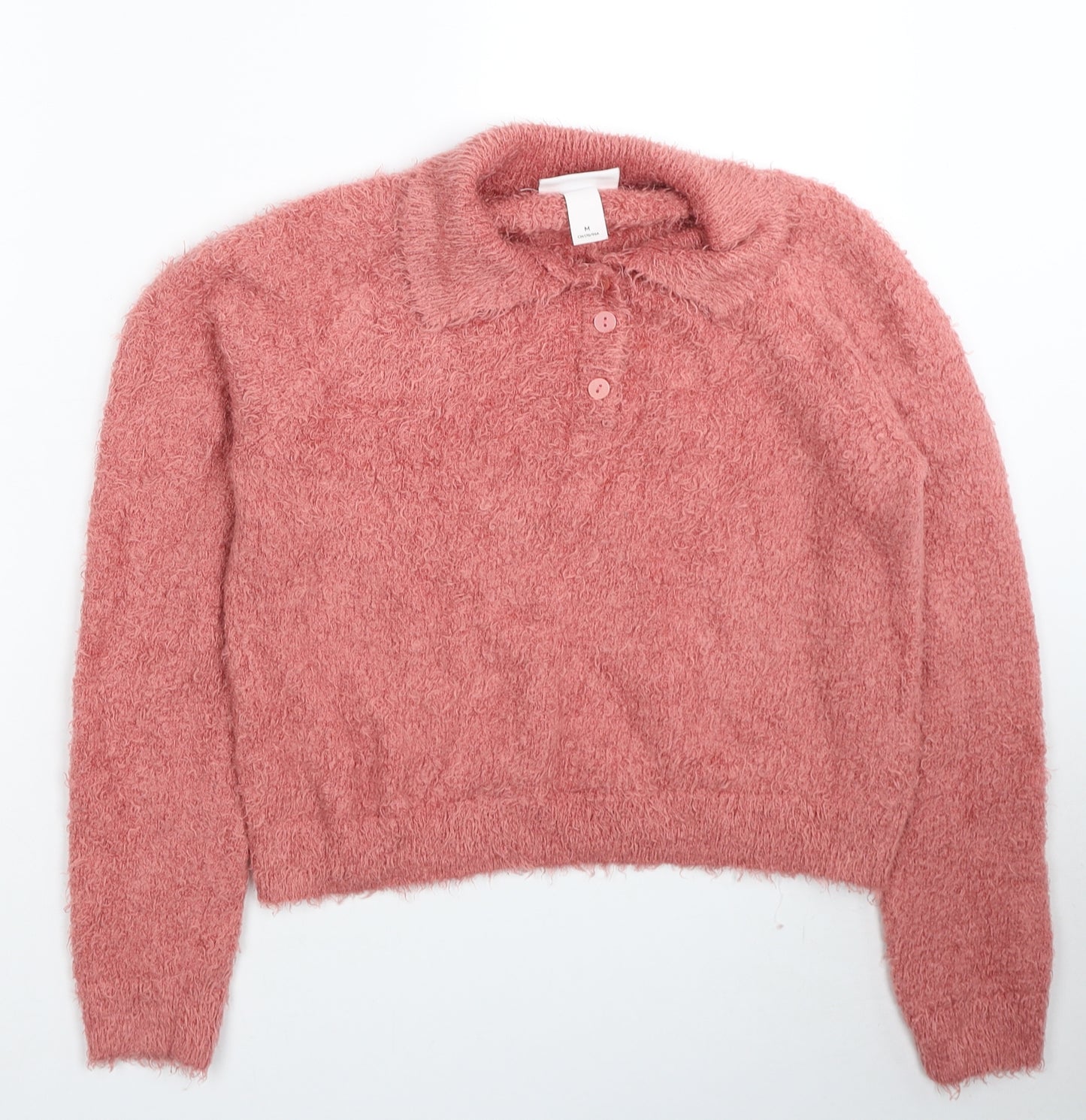 Monki Womens Pink Collared Acrylic Pullover Jumper Size M