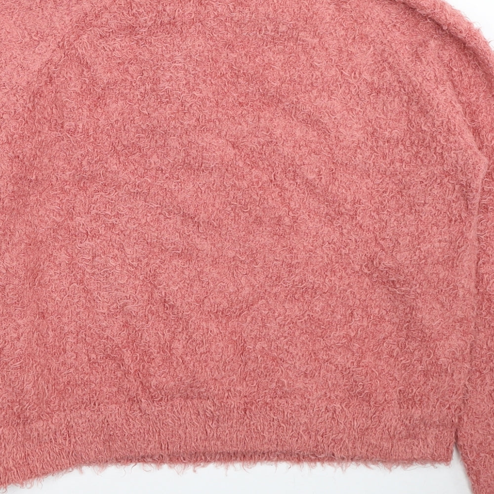 Monki Womens Pink Collared Acrylic Pullover Jumper Size M