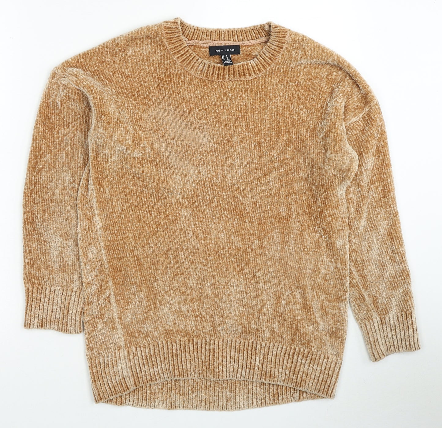 New Look Womens Brown Round Neck Polyester Pullover Jumper Size S