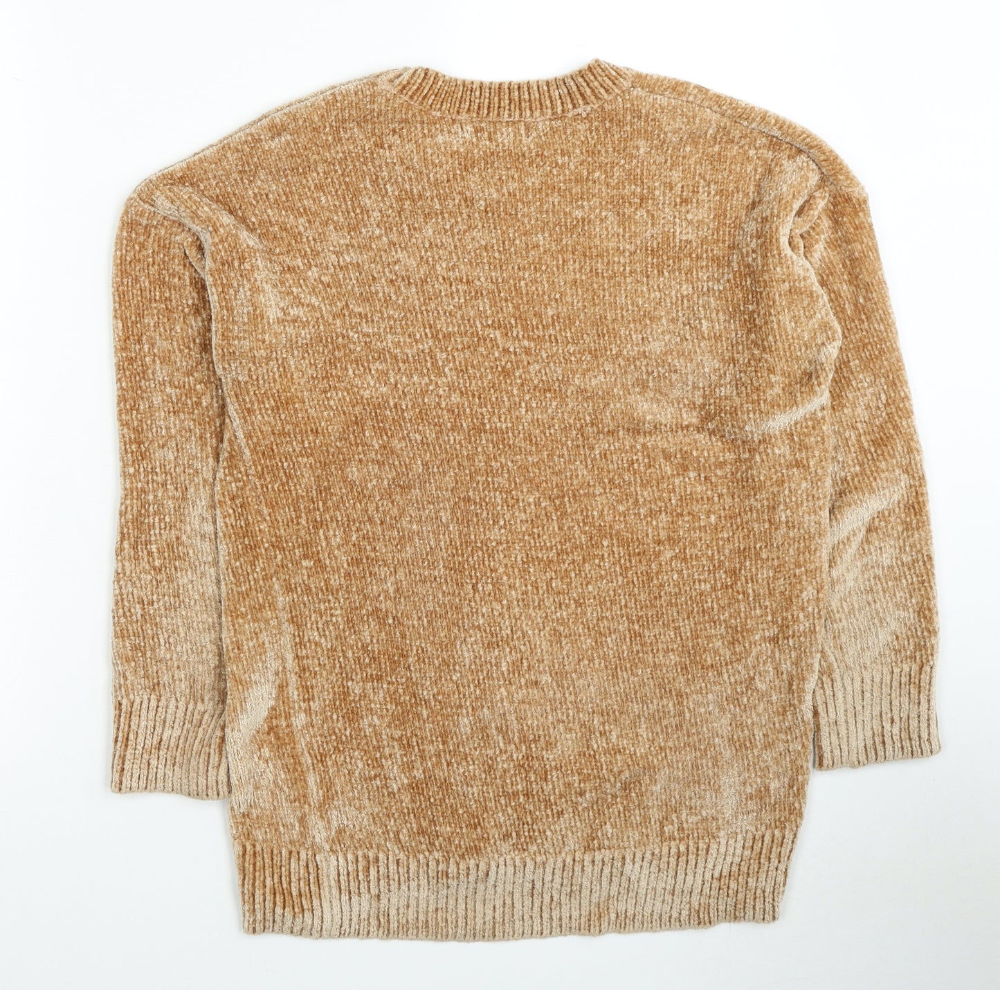 New Look Womens Brown Round Neck Polyester Pullover Jumper Size S