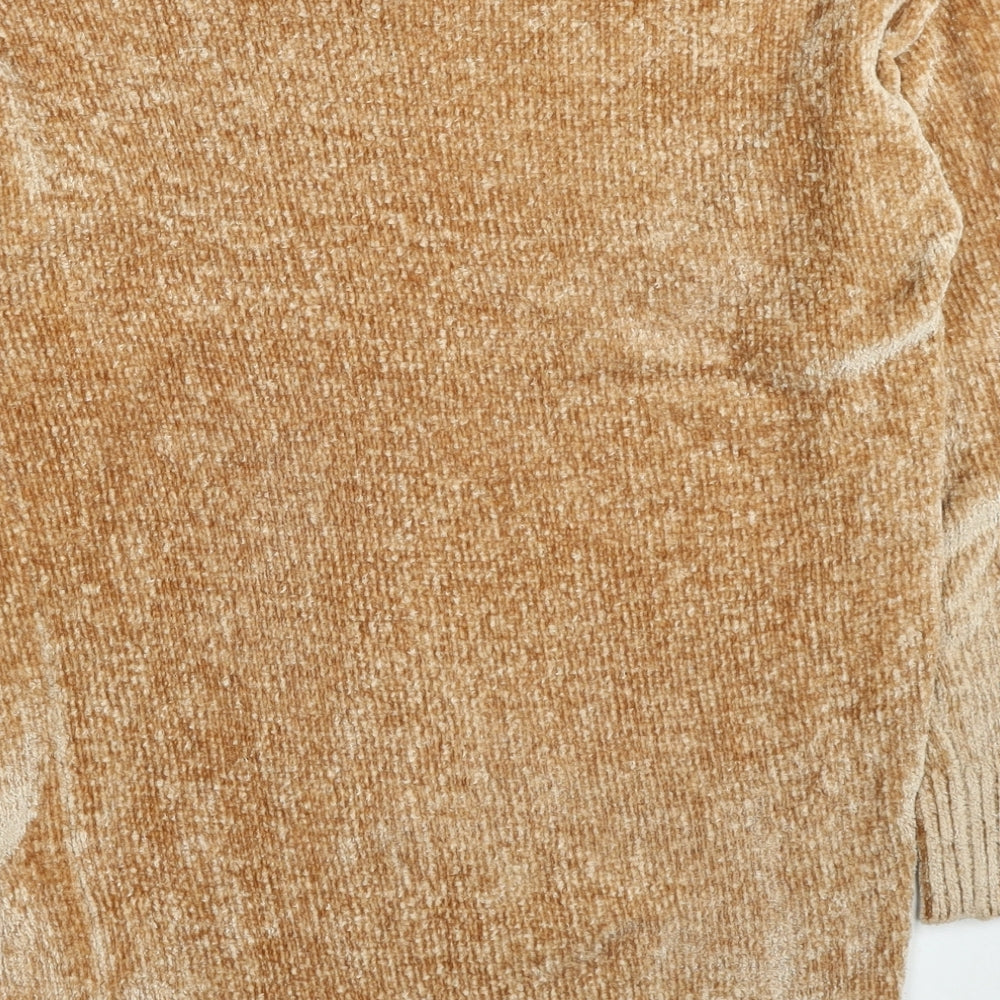 New Look Womens Brown Round Neck Polyester Pullover Jumper Size S