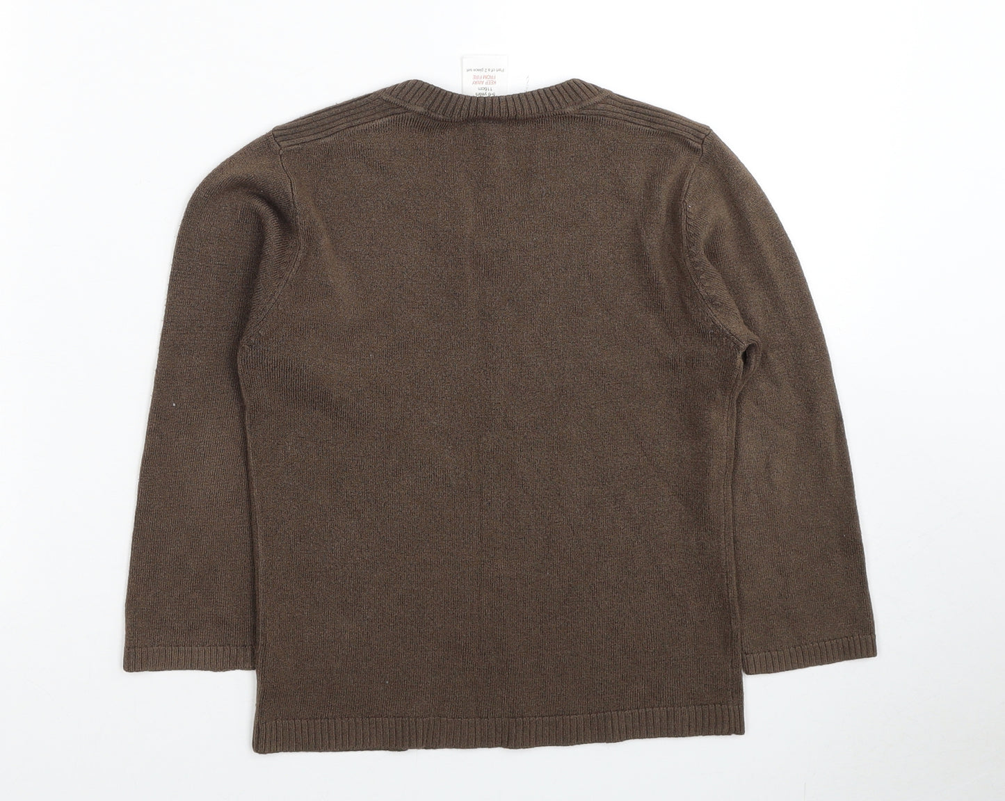 M&Co Girls Brown V-Neck Acrylic Pullover Jumper Size 5-6 Years Pullover