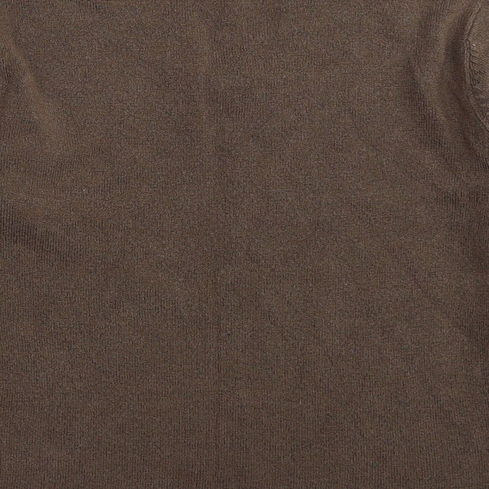 M&Co Girls Brown V-Neck Acrylic Pullover Jumper Size 5-6 Years Pullover