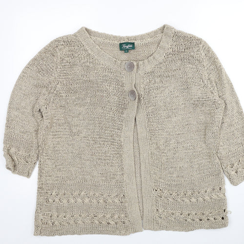 Kingfield Womens Beige Scoop Neck Acrylic Cardigan Jumper Size XL