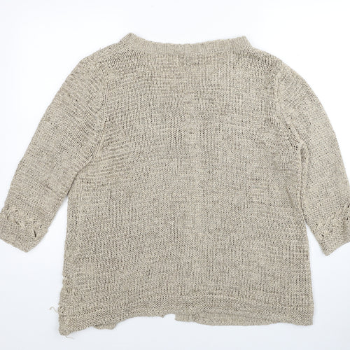 Kingfield Womens Beige Scoop Neck Acrylic Cardigan Jumper Size XL