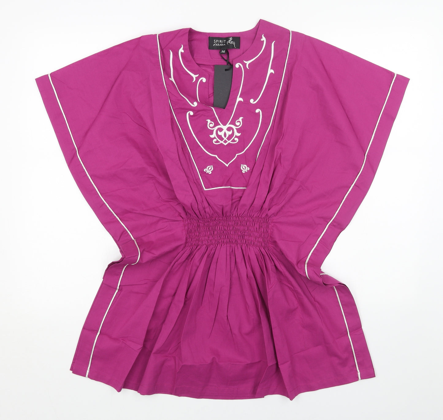 SPIRIT ARABIA Womens Pink Cotton Basic Blouse Size M Round Neck