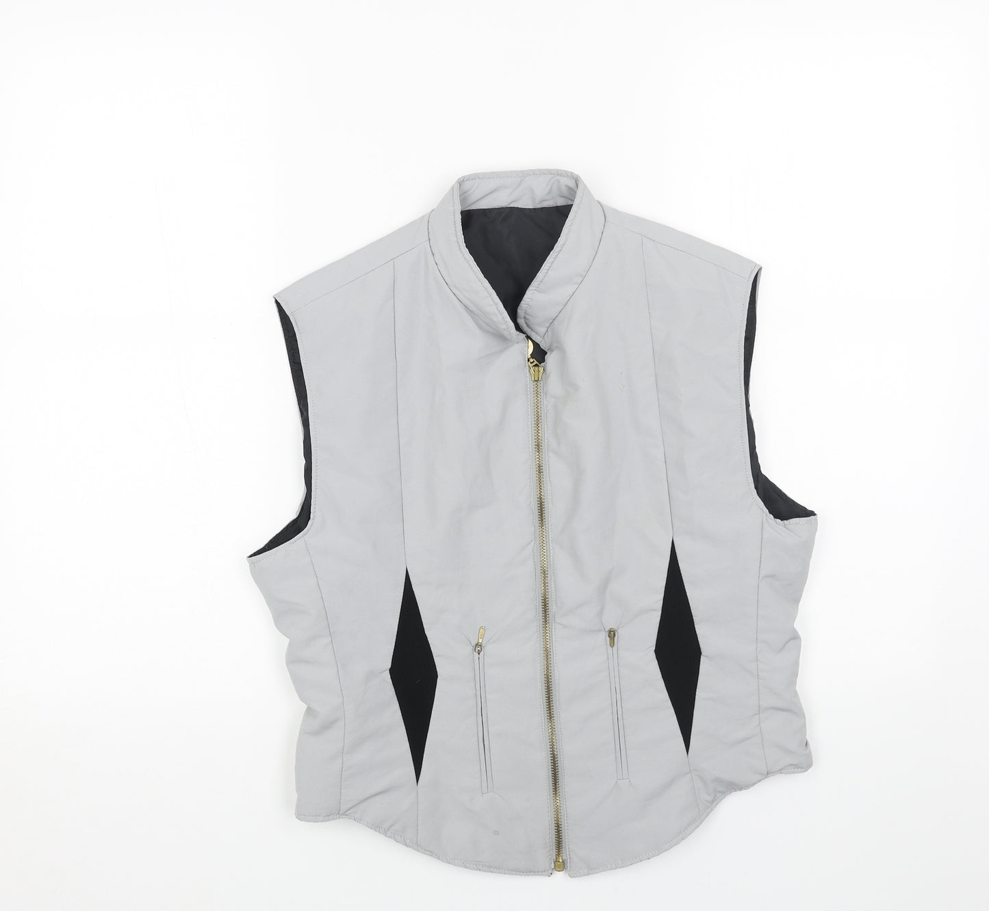 Preworn Womens Grey Geometric Gilet Jacket Size L Zip
