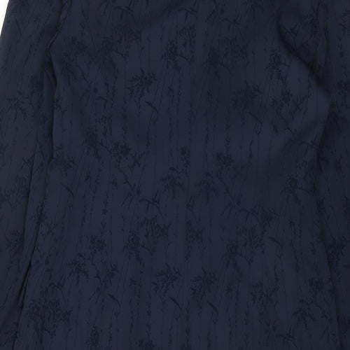 DP Womens Blue Geometric Pea Coat Coat Size 8 Button