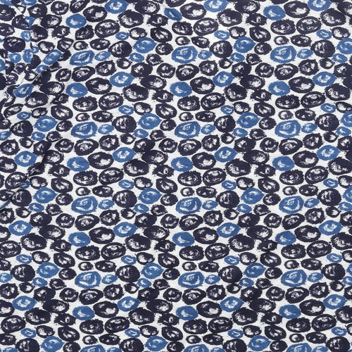 Isle Womens Blue Geometric Polyester Basic T-Shirt Size M V-Neck