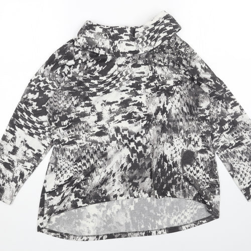 Viz A Viz Womens Grey Mock Neck Geometric Polyester Pullover Jumper Size 16