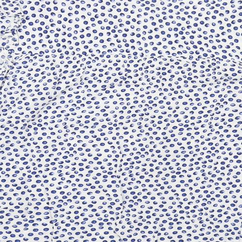 Marks and Spencer Womens Blue Geometric Viscose Basic Blouse Size 16 Round Neck