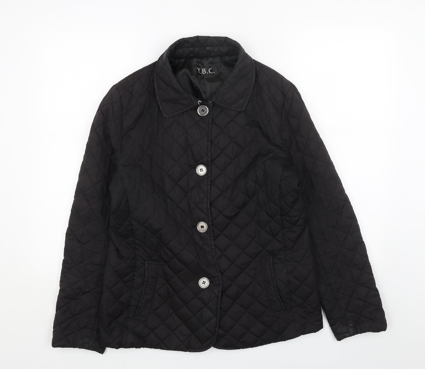 Y.B.C Womens Black Quilted Jacket Size M Zip
