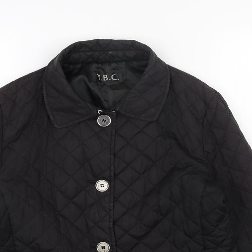 Y.B.C Womens Black Quilted Jacket Size M Zip
