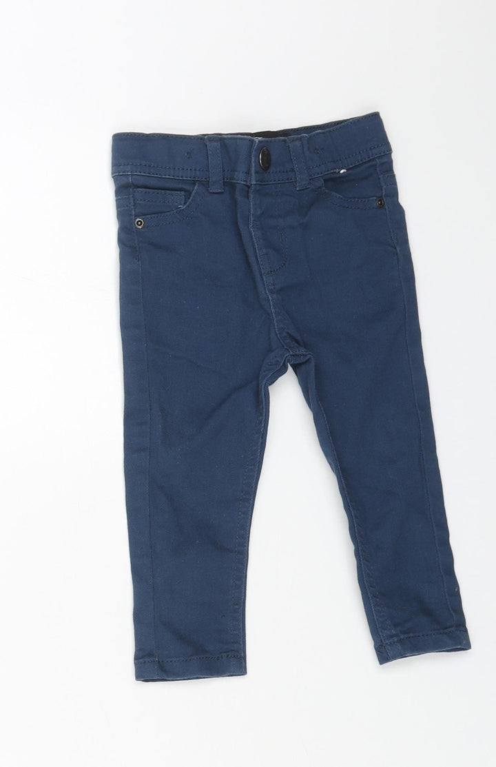 Primark Boys Blue Cotton Capri Jeans Size 9-12 Months Snap
