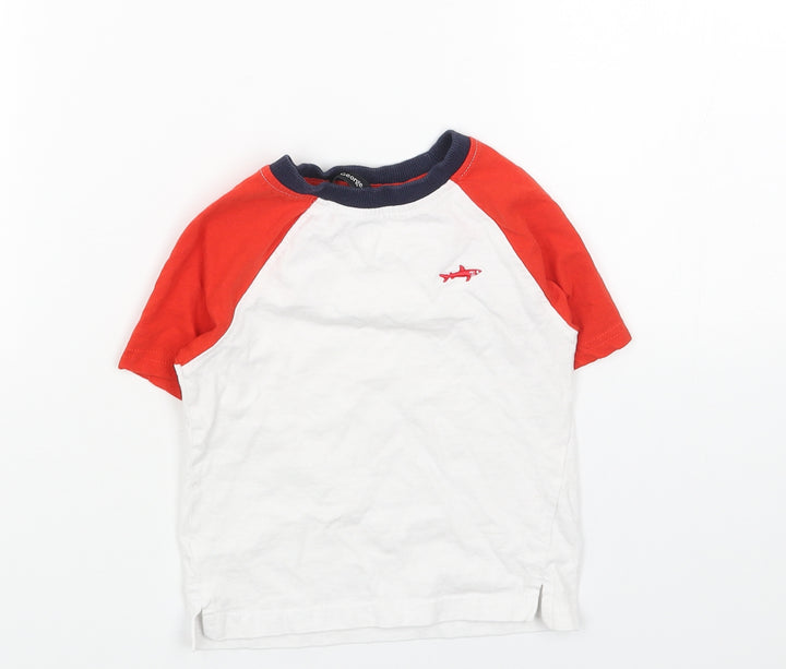 George Boys White Cotton Basic T-Shirt Size 12 Months Round Neck Pullover
