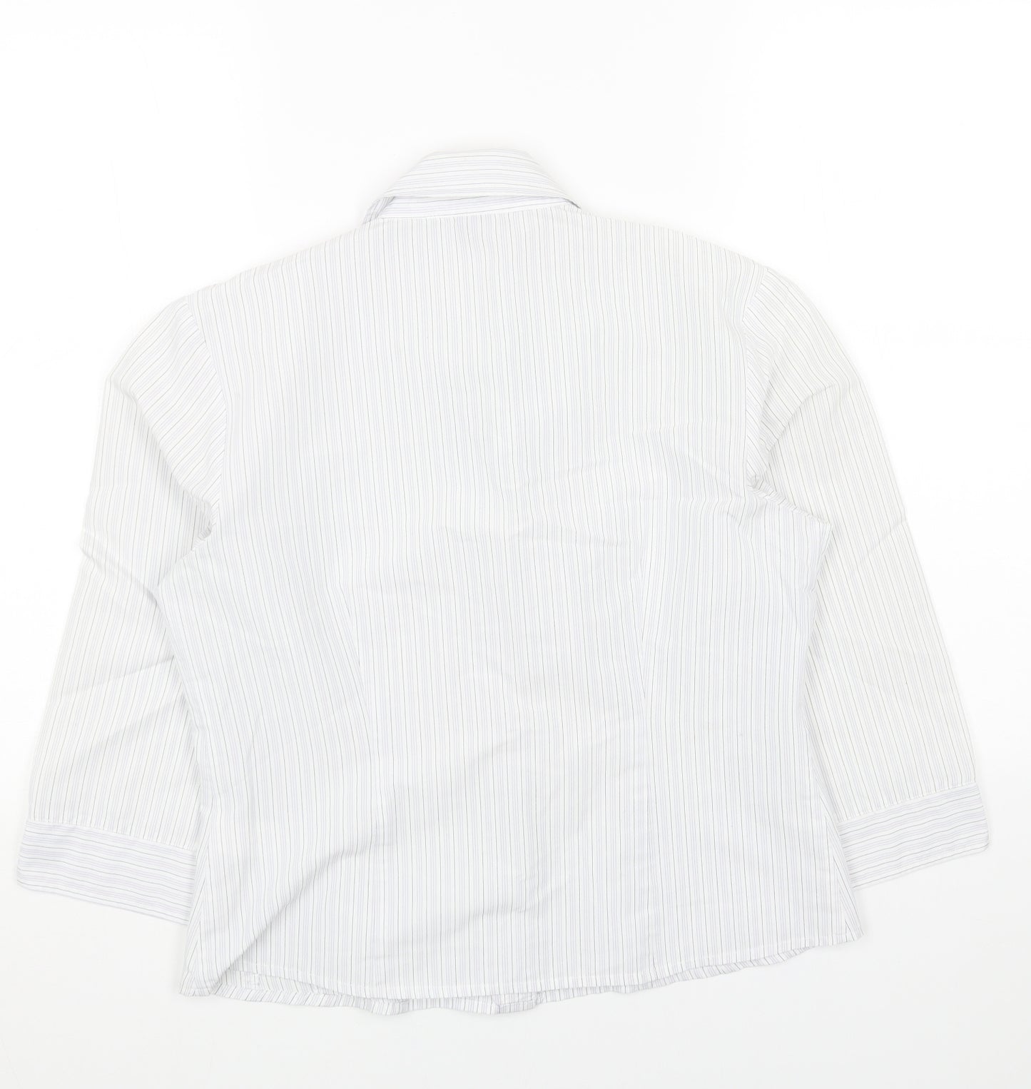 TU Womens White Striped Cotton Basic Button-Up Size 12 Collared