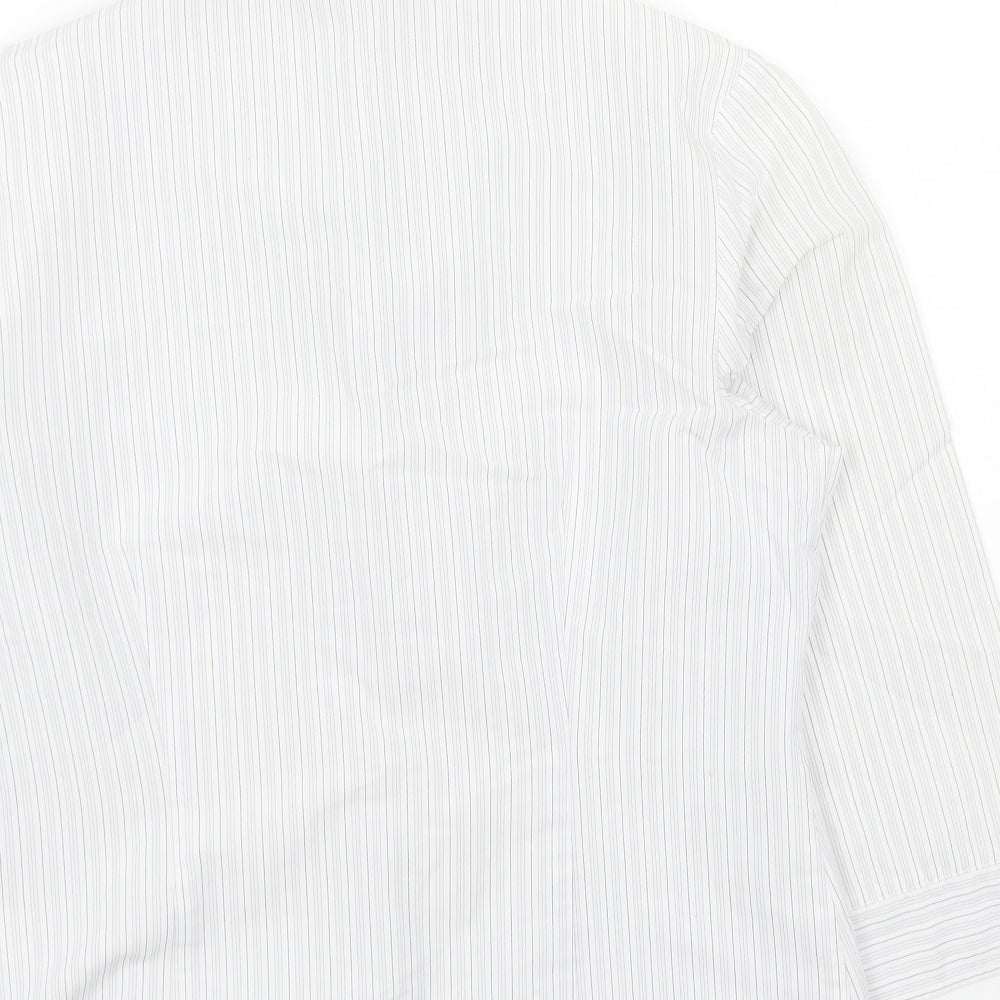 TU Womens White Striped Cotton Basic Button-Up Size 12 Collared