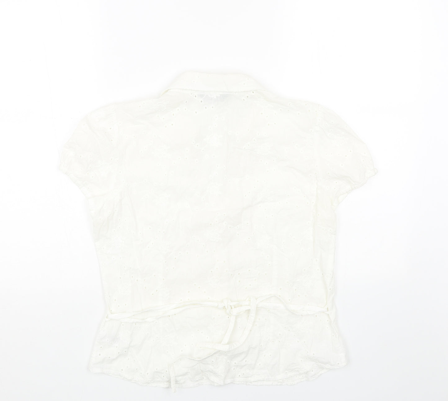 F&F Womens White Cotton Basic Button-Up Size 14 Collared - Broderie Anglaise