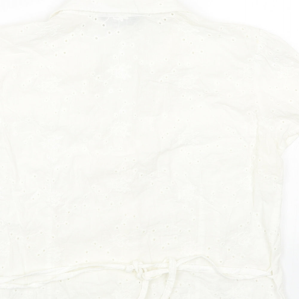 F&F Womens White Cotton Basic Button-Up Size 14 Collared - Broderie Anglaise