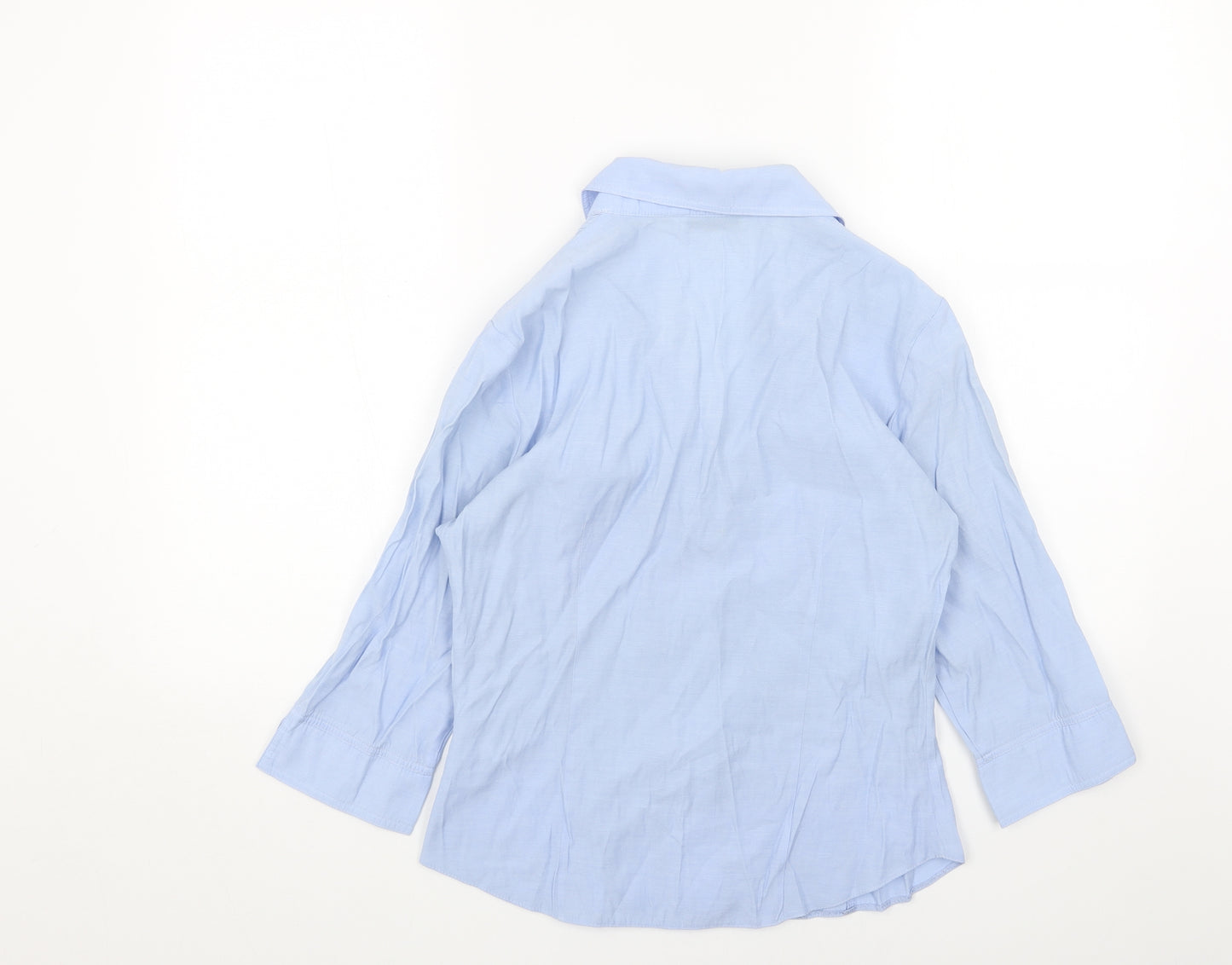 BHS Womens Blue Cotton Basic Button-Up Size 12 Collared