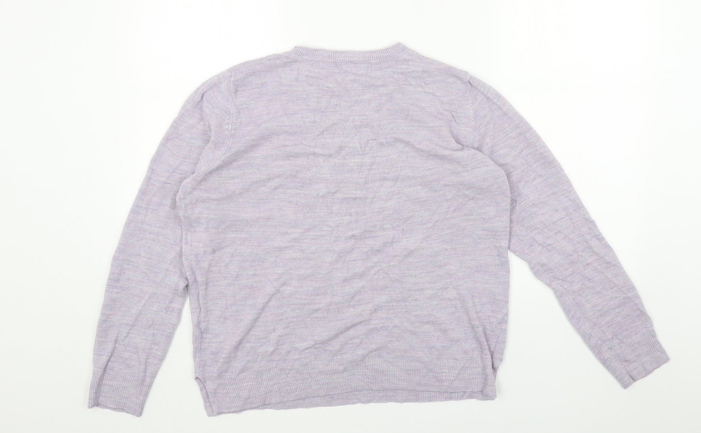 Marks and Spencer Womens Purple Round Neck Acrylic Pullover Jumper Size 16
