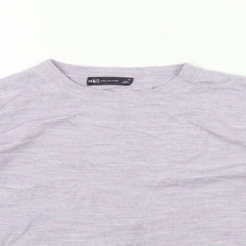 Marks and Spencer Womens Purple Round Neck Acrylic Pullover Jumper Size 16