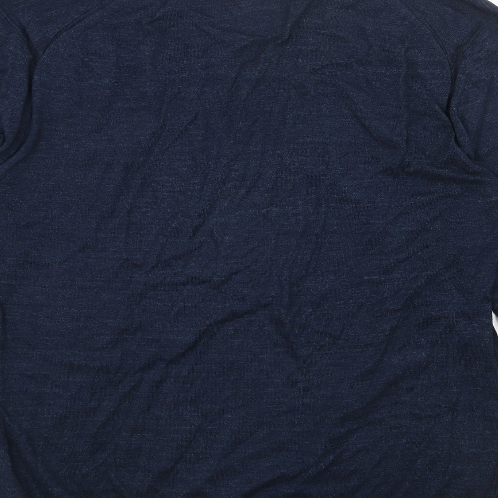 AllSaints Mens Blue V-Neck Cotton Pullover Jumper Size XL