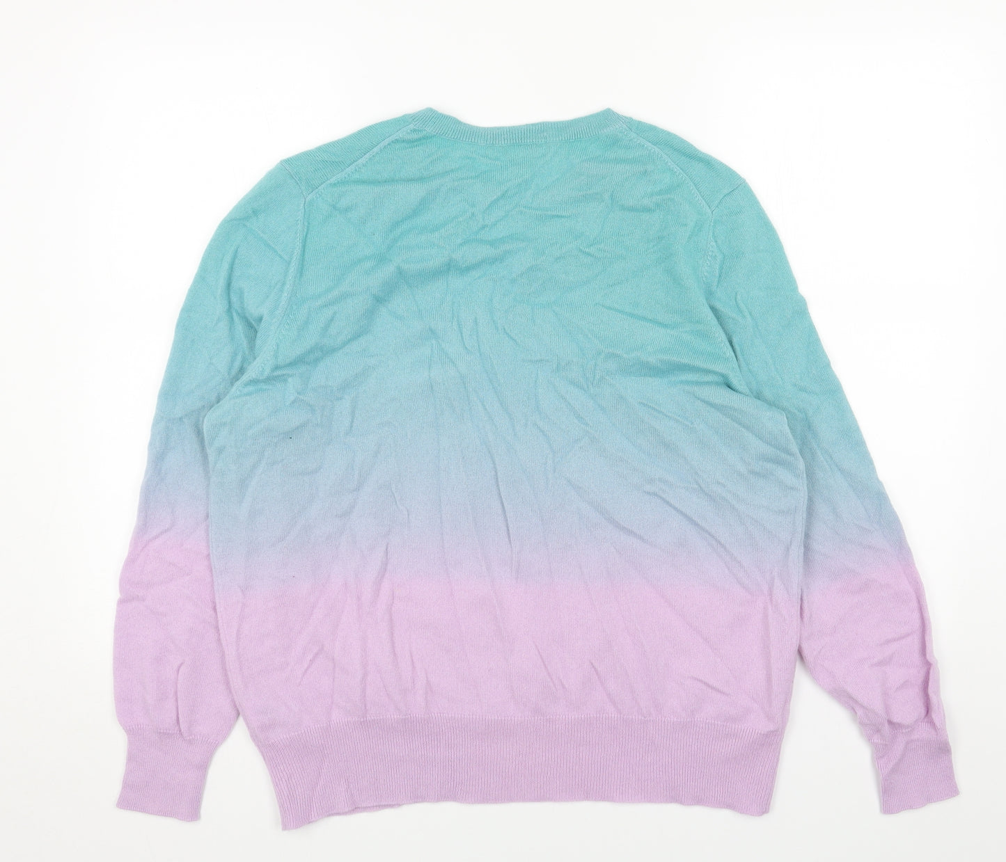 Marks and Spencer Womens Blue Scoop Neck Cashmere Pullover Jumper Size 20 - Ombré