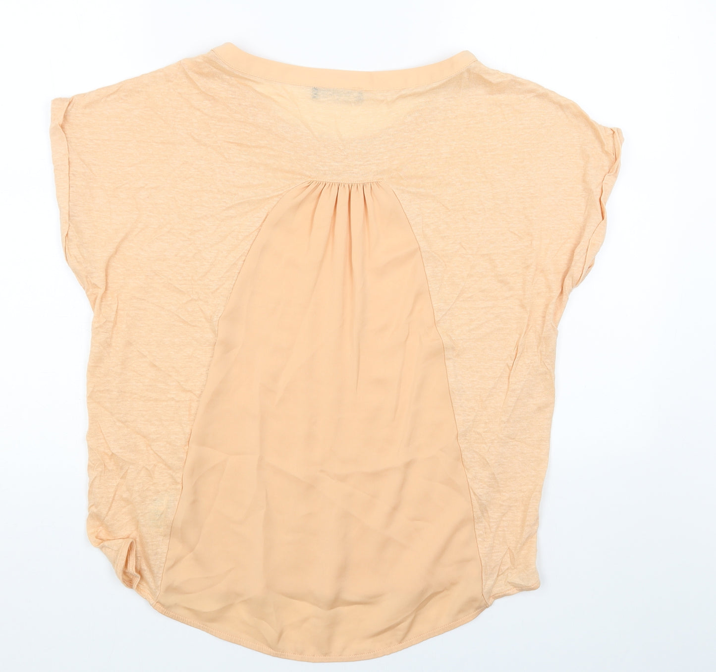 Marks and Spencer Womens Orange Linen Basic T-Shirt Size 16 Round Neck