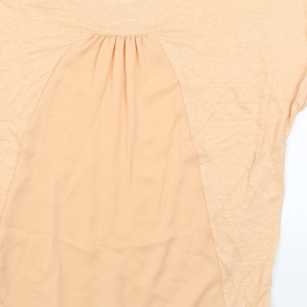 Marks and Spencer Womens Orange Linen Basic T-Shirt Size 16 Round Neck