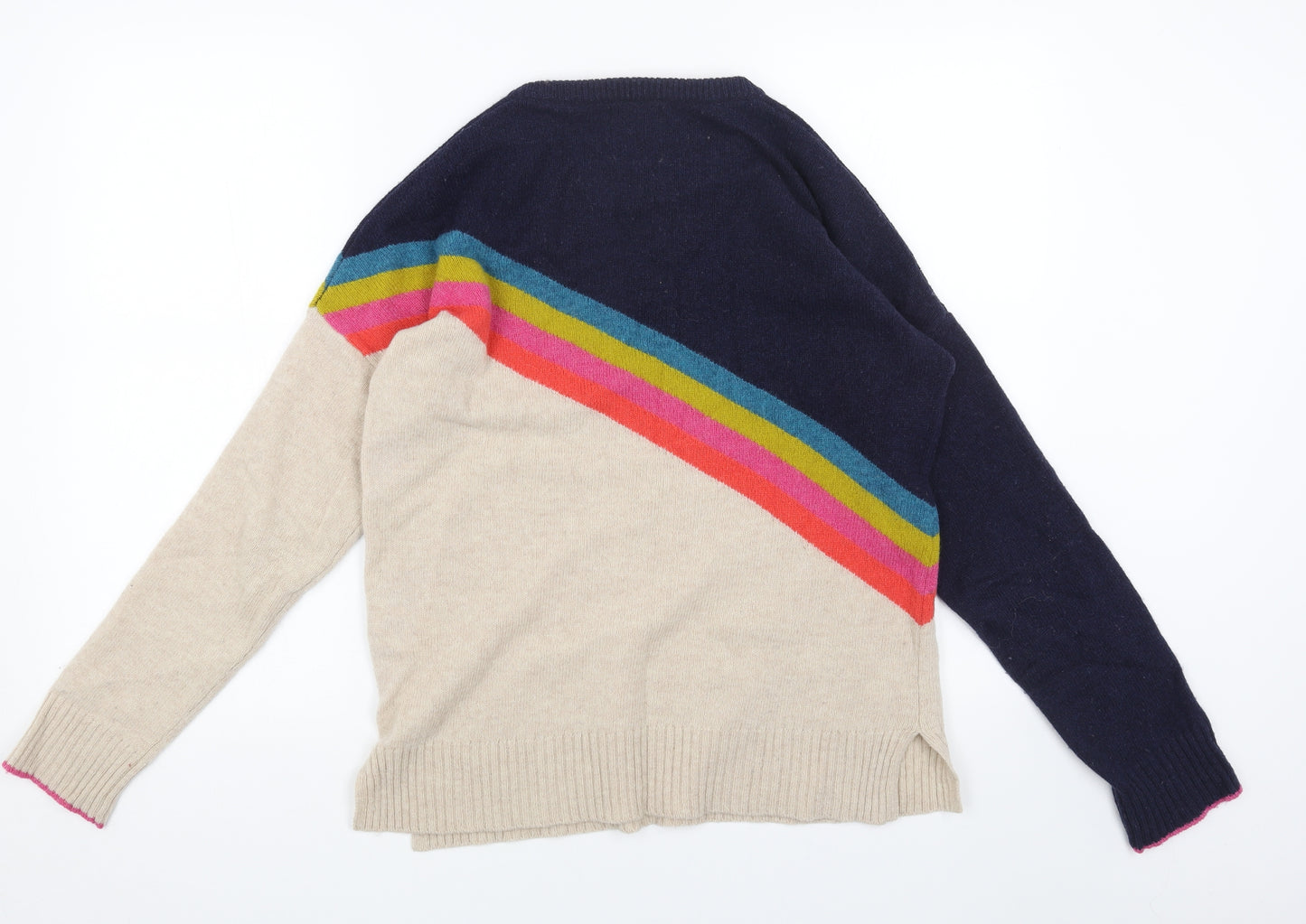 Clements Ribeiro Womens Blue Scoop Neck Wool Pullover Jumper Size M - Rainbow