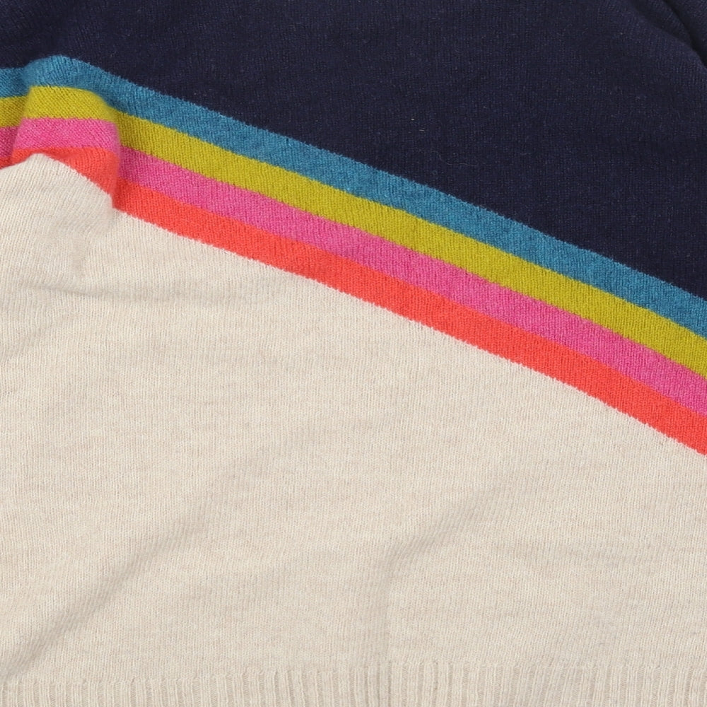 Clements Ribeiro Womens Blue Scoop Neck Wool Pullover Jumper Size M - Rainbow
