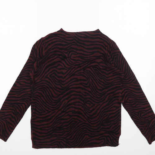 Marks and Spencer Womens Purple Scoop Neck Geometric Acrylic Pullover Jumper Size 12