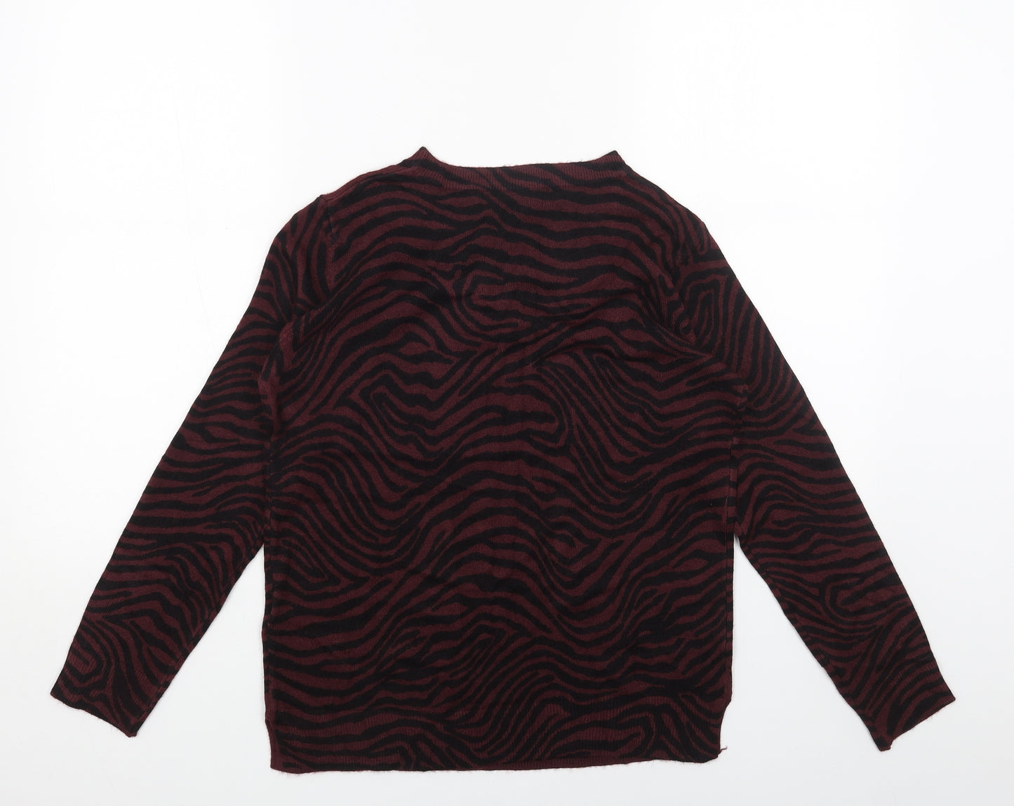 Marks and Spencer Womens Purple Scoop Neck Geometric Acrylic Pullover Jumper Size 12
