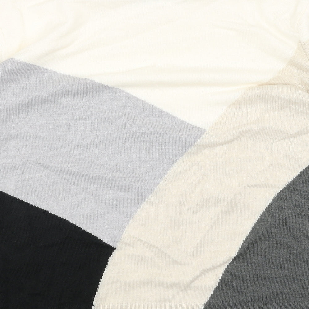 Marks and Spencer Womens Grey Scoop Neck Acrylic Pullover Jumper Size 14 - Colourblock