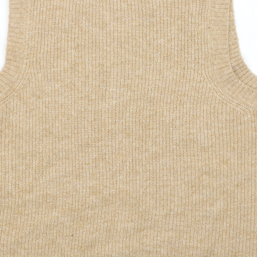 Marks and Spencer Womens Beige Round Neck Acrylic Vest Jumper Size M