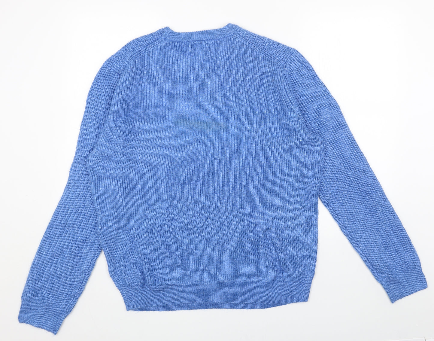 Marks and Spencer Mens Blue Round Neck Acrylic Pullover Jumper Size L